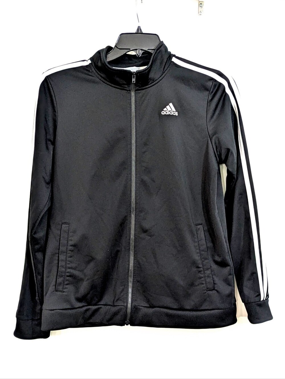 Adidas Black & White Zip Up Track Jacket - Size 18-20 Boys 18/20+